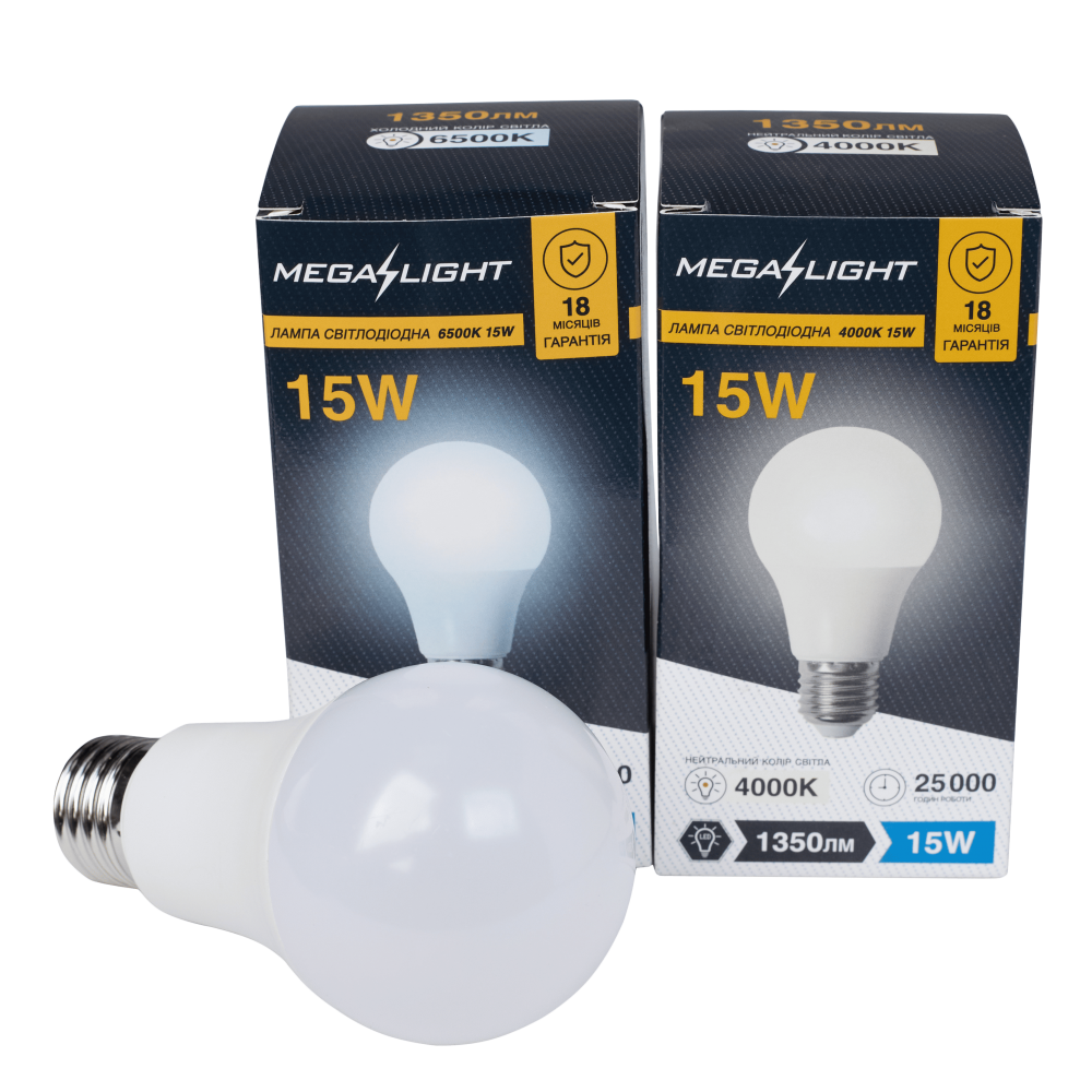 Світлодіодна лампа MEGALIGHT А60 15W 4000K E27 170-265V (A60-15/840-27)